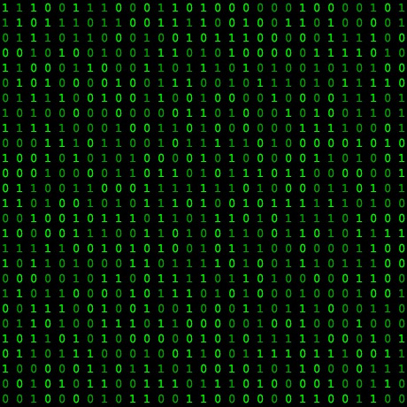 Ein Ausschnitt aus der Matrix mit vielen Einsen und Nullen