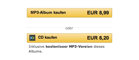 Bei Amazon kostet ein MP3-Album 8,99 Euro, die CD plus MP3-Album aber 8,20 Euro.